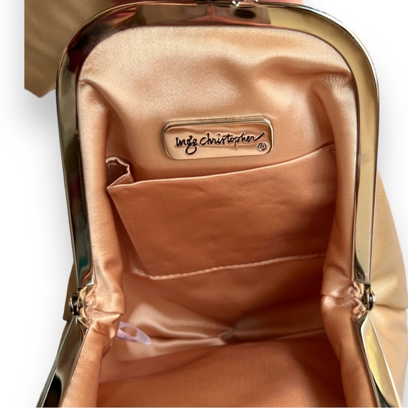 Inge Christopher Satin Beaded Clutch Mini Purse Bow - Picture 9 of 11